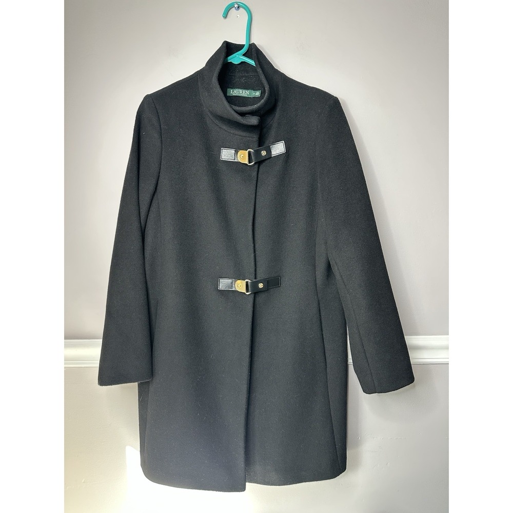 Lauren Ralph Lauren Women's Wool Winter Coat Sz 8 Mid Length Lined‎ Zip Front